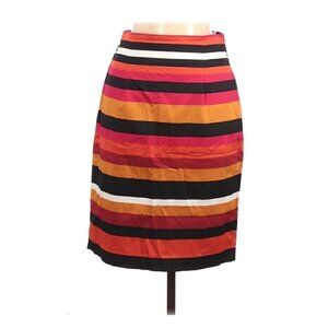 Worthington Skirt 6 Striped Red Pink Black White Office Career Bright Preppy